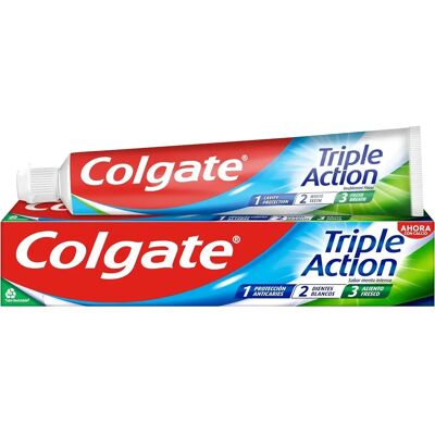 PACK AHORRO - Pasta de dientes Colgate Triple Action anticaries y frescor a menta 75ml. PACK AHORRO - Pasta de dientes Colgate Triple Action anticaries y frescor a menta 75ml.