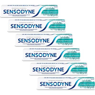 Ninguno SENSODYNE Pasta de dientes Limpieza refrescante - Protección 24h/7 Días frente a la sensibilidad dental - pack AHORRO de 6 unidades de 75ml Ninguno SENSODYNE Pasta de dientes Limpieza refrescante - Protección 24h/7 Días frente a la sensibilidad dental - pack AHORRO de 6 unidades de 75ml