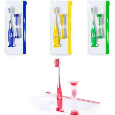 Ninguno Set infantil de cepillo de dientes con reloj de arena y neceser. Un detalle original para regalar a los niños y niñas en fiestas de cumpleaños, colegios, guarderías, clínicas dentales y eventos Ninguno Set infantil de cepillo de dientes con reloj de arena y neceser. Un detalle original para regalar a los niños y niñas en fiestas de cumpleaños, colegios, guarderías, clínicas dentales y eventos