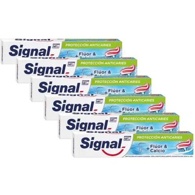 Ninguno Signal Pasta de dientes Protección Anticaries - Dentífrico que Aumenta el Calcio en los Dientes Aportándoles más Fuerza y Protección - Pack de 6x75ml Ninguno Signal Pasta de dientes Protección Anticaries - Dentífrico que Aumenta el Calcio en los Dientes Aportándoles más Fuerza y Protección - Pack de 6x75ml