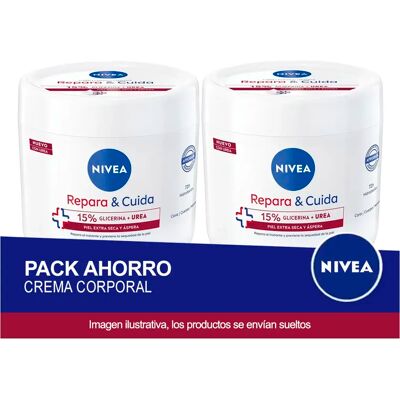 NIVEA Repara & Cuida Glicerina y UREA: Pack ahorro de 2 unidades de 400ml, total 800ml NIVEA Repara & Cuida Glicerina y UREA: Pack ahorro de 2 unidades de 400ml, total 800ml