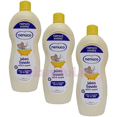 NENUCO Jabón líquido ultra suave - cuida la delicada piel del bebé - Pack AHORRO de 3,375ml (3 botellas de 1,125ml) NENUCO Jabón líquido ultra suave - cuida la delicada piel del bebé - Pack AHORRO de 3,375ml (3 botellas de 1,125ml)