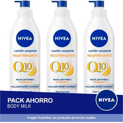 NIVEA Q10 Loción Corporal Reafirmante Piel Normal 625ml - Pack ahorro de 3 unidades (total 1,875 litros) NIVEA Q10 Loción Corporal Reafirmante Piel Normal 625ml - Pack ahorro de 3 unidades (total 1,875 litros)