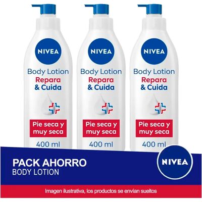 NIVEA Body Milk Repara & Cuida 400ml - Pack ahorro de 3 unidades (total 1,2 litros) NIVEA Body Milk Repara & Cuida 400ml - Pack ahorro de 3 unidades (total 1,2 litros)