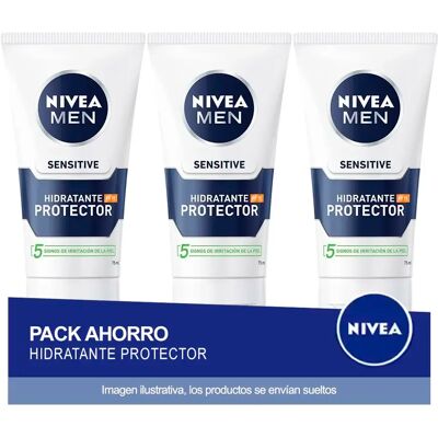 NIVEA MEN Sensitive Hidratante Protector FP15 75ml - Pack ahorro de 3 unidades NIVEA MEN Sensitive Hidratante Protector FP15 75ml - Pack ahorro de 3 unidades