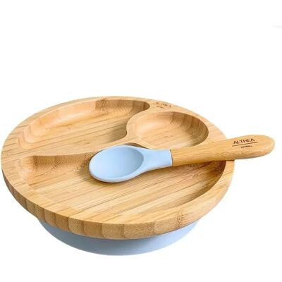 Vajilla de bambú para bebé con ventosa, Set de 2: plato dividido y cuchara de silicona - Althea Living Vajilla de bambú para bebé con ventosa, Set de 2: plato dividido y cuchara de silicona - Althea Living