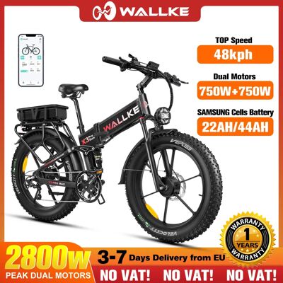 W Wallke-bicicleta eléctrica plegable X3, bici de montaña con Motor Dual de 1500W, 22AH/44Ah, neumático ancho de 26 pulgadas, con Control por aplicación W Wallke-bicicleta eléctrica plegable X3, bici de montaña con Motor Dual de 1500W, 22AH/44Ah, neumático ancho de 26 pulgadas, con Control por aplicación