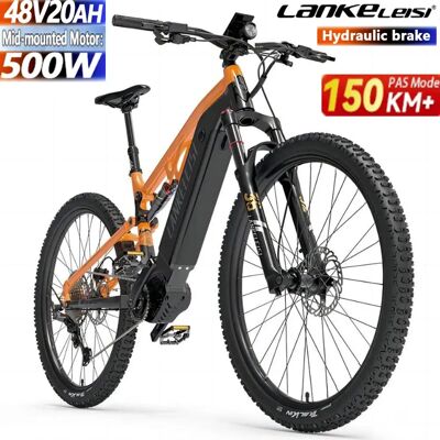 Lankeleisi-Bicicleta de Montaña eléctrica GT800 de 29 ", motor de montaje medio de 500W, batería de 20AH, suspensión completa, 12 velocidades Lankeleisi-Bicicleta de Montaña eléctrica GT800 de 29 ", motor de montaje medio de 500W, batería de 20AH, suspensión completa, 12 velocidades