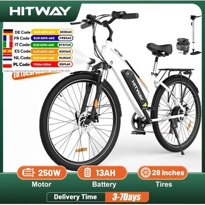 HITWAY Bicicleta eléctrica, 28 bicicletas eléctricas, bicicleta eléctrica urbana con batería extraíble 36V 13Ah, motor 250W, 7 velocidades HITWAY Bicicleta eléctrica, 28 bicicletas eléctricas, bicicleta eléctrica urbana con batería extraíble 36V 13Ah, motor 250W, 7 velocidades