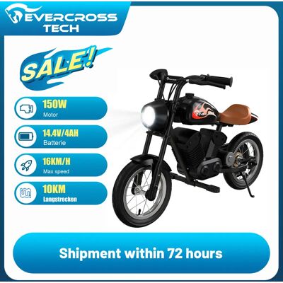 EVERCROSS TECH EV08M Moto Eléctrica Infantil, Motor 150W, Modos de Velocidad 8/16km/h, 10 km de Autonomía, Neumáticos de 12", Diseño Retro para Niños de 3 a 10 Años EVERCROSS TECH EV08M Moto Eléctrica Infantil, Motor 150W, Modos de Velocidad 8/16km/h, 10 km de Autonomía, Neumáticos de 12", Diseño Retro para Niños de 3 a 10 Años