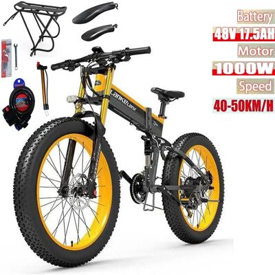 Lankeleisi-bicicleta eléctrica plegable XT750 Plus para adultos, motor de 1000W, batería de 17,5 Ah, neumático ancho de 26 ''x 4'', 9 velocidades Lankeleisi-bicicleta eléctrica plegable XT750 Plus para adultos, motor de 1000W, batería de 17,5 Ah, neumático ancho de 26 ''x 4'', 9 velocidades