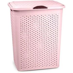 ACAN Tradineur - Cesto para ropa sucia con tapa y asas, pongotodo de plástico, cubo para colada, imitación de mimbre, fabricado en España (Rosa palo - 38 litros - 49 x 38,5 x 29,5 cm) ACAN Tradineur - Cesto para ropa sucia con tapa y asas, pongotodo de plástico, cubo para colada, imitación de mimbre, fabricado en España (Rosa palo - 38 litros - 49 x 38,5 x 29,5 cm)