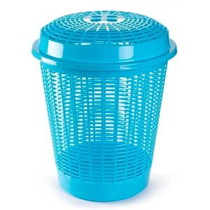 ACAN Tradineur - Cesto, pongotodo redondo para ropa sucia con tapa, cubo para almacenar la colada, diseño a rayas, fabricado en España (Azul claro - 50 litros - 57,5 x 45,7 cm) ACAN Tradineur - Cesto, pongotodo redondo para ropa sucia con tapa, cubo para almacenar la colada, diseño a rayas, fabricado en España (Azul claro - 50 litros - 57,5 x 45,7 cm)
