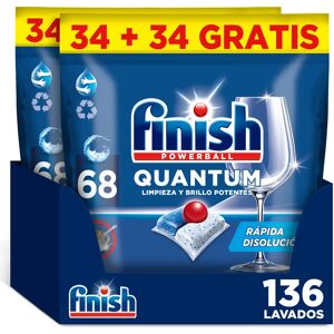 Finish Powerball Quantum, 136 Pastillas para Lavavajillas, Limpieza y Brillo Potentes, Aroma Regular, Formato 2x68 Finish Powerball Quantum, 136 Pastillas para Lavavajillas, Limpieza y Brillo Potentes, Aroma Regular, Formato 2x68