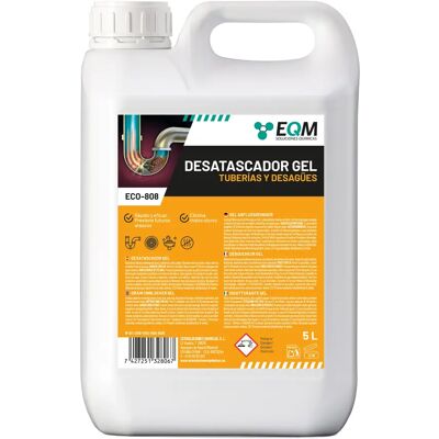 EQM SOLUCIONES QUIMICAS EQM - ECO-808 - Desatascador Profesional de Tuberías - 5L - Fórmula en gel para atascos difíciles - Acción rápida y eficaz EQM SOLUCIONES QUIMICAS EQM - ECO-808 - Desatascador Profesional de Tuberías - 5L - Fórmula en gel para atascos difíciles - Acción rápida y eficaz