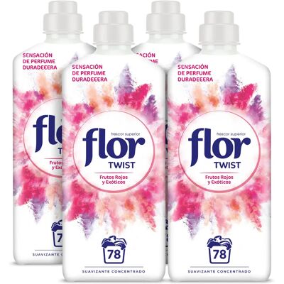 Flor Twist Frutos Rojos Suavizante Concentrado para la ropa 312 lavados (4 botellas de 78 lavados) Flor Twist Frutos Rojos Suavizante Concentrado para la ropa 312 lavados (4 botellas de 78 lavados)