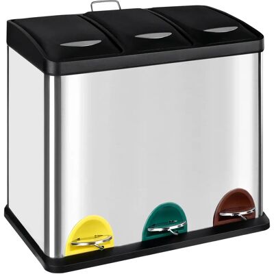 T-lovendo Papelera Triple de Cocina 3x8l Acero Inoxidable Plata y Negro T-lovendo Papelera Triple de Cocina 3x8l Acero Inoxidable Plata y Negro