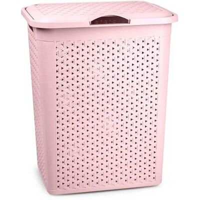 ACAN Tradineur - Cesto para ropa sucia con tapa y asas, pongotodo de plástico, cubo para colada, imitación de mimbre, fabricado en España (Rosa palo - 38 litros - 49 x 38,5 x 29,5 cm) ACAN Tradineur - Cesto para ropa sucia con tapa y asas, pongotodo de plástico, cubo para colada, imitación de mimbre, fabricado en España (Rosa palo - 38 litros - 49 x 38,5 x 29,5 cm)