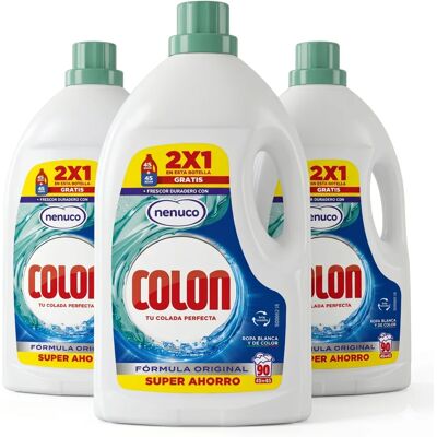 Colon Nenuco Detergente para la Lavadora, 270 Lavados (Formato 3x90), Ropa Blanca y Color, Aroma Fresco, Ropa sin Manchas Colon Nenuco Detergente para la Lavadora, 270 Lavados (Formato 3x90), Ropa Blanca y Color, Aroma Fresco, Ropa sin Manchas