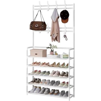 Ninguno Mi Ko Mi Ka Perchero de pie con banco para zapatos y ganchos extraíbles - Mueble de entrada multifuncional (80 x 25 x 154 cm, Negro/Blanco) MIKOMIKA ESTANTERIA (ZAPA002 1590 ) Ninguno Mi Ko Mi Ka Perchero de pie con banco para zapatos y ganchos extraíbles - Mueble de entrada multifuncional (80 x 25 x 154 cm, Negro/Blanco) MIKOMIKA ESTANTERIA (ZAPA002 1590 )