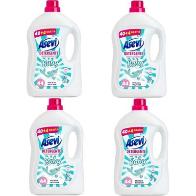 Asevi Detergente Baby 44 Dosis, Pack 4x44 Total 176 Lavados, Cuidado y Suavidad, Detergente Lavadora, Limpieza Eficaz y Delicada A Todo Tipo De Prendas Adultos, Bebés y Niños Asevi Detergente Baby 44 Dosis, Pack 4x44 Total 176 Lavados, Cuidado y Suavidad, Detergente Lavadora, Limpieza Eficaz y Delicada A Todo Tipo De Prendas Adultos, Bebés y Niños