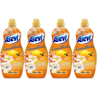 Asevi Suavizante Concentrado Sensations Energy 60 Lavados, Pack Ahorro 4x60 Dosis Total 240 Lavados, Fragancia Duradera, Ropa Suave y Cuidada, Esencias Naturales Con Efecto Intensamente Energizante Asevi Suavizante Concentrado Sensations Energy 60 Lavados, Pack Ahorro 4x60 Dosis Total 240 Lavados, Fragancia Duradera, Ropa Suave y Cuidada, Esencias Naturales Con Efecto Intensamente Energizante