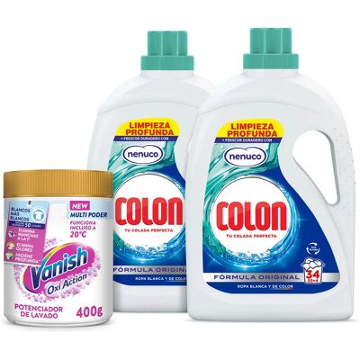 Colon Nenuco Detergente para la lavadora Gel 68 lavados + Vanish Oxi Action Advance Quitamanchas 400g Polvo White Ropa Blanca Colon Nenuco Detergente para la lavadora Gel 68 lavados + Vanish Oxi Action Advance Quitamanchas 400g Polvo White Ropa Blanca