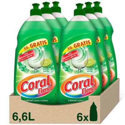 NONE Coral Elena Detergente lavavajillas a mano - Pack 6x1100ml NONE Coral Elena Detergente lavavajillas a mano - Pack 6x1100ml