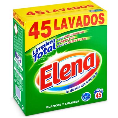 Ninguno PACK de 2 - Detergente en polvo ELENA para ropa blanca y de color, 45 lavados - ¡Limpieza garantizada! Ninguno PACK de 2 - Detergente en polvo ELENA para ropa blanca y de color, 45 lavados - ¡Limpieza garantizada!