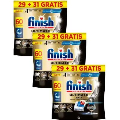 Ninguno FINISH Detergente Lavavajillas en capsulas Powerball Ultimate Plus Fresh - Pack AHORRO - 180 Dosis (3X60 dosis) Ninguno FINISH Detergente Lavavajillas en capsulas Powerball Ultimate Plus Fresh - Pack AHORRO - 180 Dosis (3X60 dosis)