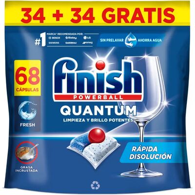 Finish Powerball QUANTUM REGULAR Pastillas para Lavavajillas, Limpieza y Brillo Potentes, Aroma Regular, Rápida Disolución, Elimina Grasa Incrustada, Profesional Finish Powerball QUANTUM REGULAR Pastillas para Lavavajillas, Limpieza y Brillo Potentes, Aroma Regular, Rápida Disolución, Elimina Grasa Incrustada, Profesional