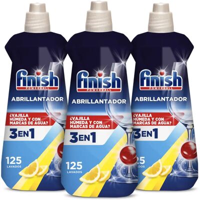 Finish Abrillantador Limón Lavavajillas 3x500ml, Vajilla Brillante y Seca, Evita Marcas de Agua Finish Abrillantador Limón Lavavajillas 3x500ml, Vajilla Brillante y Seca, Evita Marcas de Agua