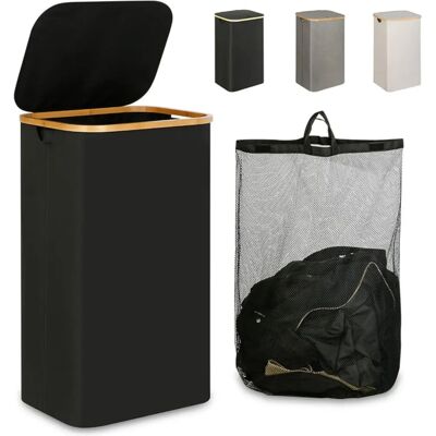 NONE Cesto de Ropa Sucia de Bambú con Tapa y Asas: 72L o 100 L, 2 Clasificaciones, Plegable, Bolsa Interior Lavable a Máquina - Solución Elegante y Práctica para la Lavandería en tu Dormitorio ,Cubo Ropa NONE Cesto de Ropa Sucia de Bambú con Tapa y Asas: 72L o 100 L, 2 Clasificaciones, Plegable, Bolsa Interior Lavable a Máquina - Solución Elegante y Práctica para la Lavandería en tu Dormitorio ,Cubo Ropa