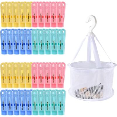 Ninguno 40 Pinzas de Tender de Plástico de Colores con Cesta para Pinzas, de tipo Bolsa de Malla Blanca, Pinzas de Colada para Ropa, Pantalon, Ropa Interior, Calcetines, Toallas de Playa. Accesorios para Ninguno 40 Pinzas de Tender de Plástico de Colores con Cesta para Pinzas, de tipo Bolsa de Malla Blanca, Pinzas de Colada para Ropa, Pantalon, Ropa Interior, Calcetines, Toallas de Playa. Accesorios para