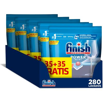 Finish Powerball POWER All in 1 REGULAR 140 210 280 Pastillas para Lavavajillas, Limpieza y Brillo Diario, Eficaz contra Grasa, Profesional Finish Powerball POWER All in 1 REGULAR 140 210 280 Pastillas para Lavavajillas, Limpieza y Brillo Diario, Eficaz contra Grasa, Profesional