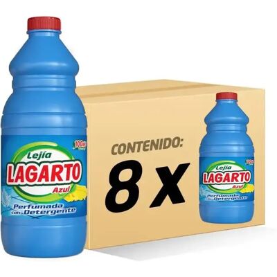 Lagarto Lejía con Detergente, Azul, Paquete de 8 x 1500 ml, Total 12000 ml Lagarto Lejía con Detergente, Azul, Paquete de 8 x 1500 ml, Total 12000 ml