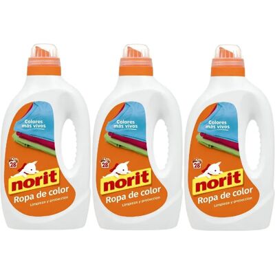Norit Ropa de Color - Detergente Liquido 1.500 ml (Pack 3 uds) - Cuida los colores manteniendo su brillo e intensidad, y evita su transferencia, Protege las fibras de tus prendas favoritas, Agradable Norit Ropa de Color - Detergente Liquido 1.500 ml (Pack 3 uds) - Cuida los colores manteniendo su brillo e intensidad, y evita su transferencia, Protege las fibras de tus prendas favoritas, Agradable