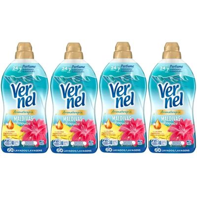 Ninguno Vernel Suavizante Concentrado para la Ropa Aromaterapia Maldivas Relajantes 60 Lavados, Pack 4x60 = 240 Dosis, Suavizante Líquido Para Lavadora, Fórmula Duo-Caps, Perfume Duradero hasta 200 días, Ropa Ninguno Vernel Suavizante Concentrado para la Ropa Aromaterapia Maldivas Relajantes 60 Lavados, Pack 4x60 = 240 Dosis, Suavizante Líquido Para Lavadora, Fórmula Duo-Caps, Perfume Duradero hasta 200 días, Ropa