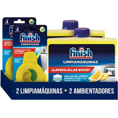 Finish 2 Limpiamáquinas Lavavajillas Limón + 2 Ambientador Lavavajillas Limón Finish 2 Limpiamáquinas Lavavajillas Limón + 2 Ambientador Lavavajillas Limón