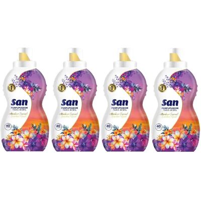 NONE SAN Perfumador para Lavadora Tropical 40 Lavados 800ml (Pack de 4), Líquido Concentrado para Ropa, Fragancia Altamente Sensorial, Sofisticada y Duradera, Olor Afrutado combinado con Flores Tropicales NONE SAN Perfumador para Lavadora Tropical 40 Lavados 800ml (Pack de 4), Líquido Concentrado para Ropa, Fragancia Altamente Sensorial, Sofisticada y Duradera, Olor Afrutado combinado con Flores Tropicales