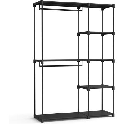 SONGMICS Armario de Ropa, Armario Plegable, Perchero con Barras, Armario de Almacenamiento Abierto, Organizador de Almacenamiento, Guardarropa, Dormitorio, 43 x 124 x 182 cm, Negro/Topo SONGMICS Armario de Ropa, Armario Plegable, Perchero con Barras, Armario de Almacenamiento Abierto, Organizador de Almacenamiento, Guardarropa, Dormitorio, 43 x 124 x 182 cm, Negro/Topo