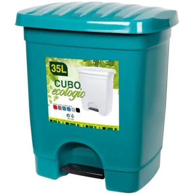 ACAN Tradineur - Cubo de basura con pedal y 1 compartimento, plástico, contenedor de residuos, papelera, cocina, fabricado en España (Verde oscuro, 35 litros, 45 x 39 x 31 cm) ACAN Tradineur - Cubo de basura con pedal y 1 compartimento, plástico, contenedor de residuos, papelera, cocina, fabricado en España (Verde oscuro, 35 litros, 45 x 39 x 31 cm)