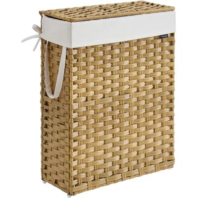 SONGMICS Cesto de Ropa Sucia Delagado, Cesta de Ratán Sintético 55 L con Tapa y Asas, Mimbre, Plegable, Forros Extraíbles, para Mantas, Ropa, Dormitorio, Baño, Lavandería, Amarillo Ganso/Gris Paloma SONGMICS Cesto de Ropa Sucia Delagado, Cesta de Ratán Sintético 55 L con Tapa y Asas, Mimbre, Plegable, Forros Extraíbles, para Mantas, Ropa, Dormitorio, Baño, Lavandería, Amarillo Ganso/Gris Paloma