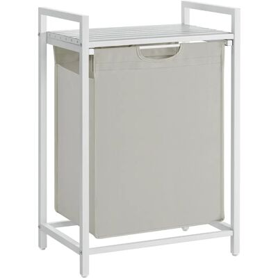 VASAGLE Cesto para Ropa Sucia, Cesta Colada, Bolsa Colada de Tela Oxford Extraíble y Desmontable, Estante, Marco Metálico, 65 L, 50 x 33 x 72 cm, Blanco/Negro y Gris/Marrón Rústico y Negro VASAGLE Cesto para Ropa Sucia, Cesta Colada, Bolsa Colada de Tela Oxford Extraíble y Desmontable, Estante, Marco Metálico, 65 L, 50 x 33 x 72 cm, Blanco/Negro y Gris/Marrón Rústico y Negro