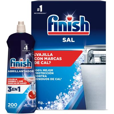 Finish Sal Lavavajillas 4kg + Abrillantador Lavavajillas Regular 800ml (200 lavados) Finish Sal Lavavajillas 4kg + Abrillantador Lavavajillas Regular 800ml (200 lavados)