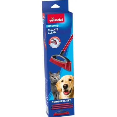 Vileda I Cepillo Always Clean PET PRO I Escoba con cerdas de goma especial para eliminar el pelo de mascotas en todo tipo de superficies I Ideal para alfombras y moquetas I Fácil de limpiar bajo el Vileda I Cepillo Always Clean PET PRO I Escoba con cerdas de goma especial para eliminar el pelo de mascotas en todo tipo de superficies I Ideal para alfombras y moquetas I Fácil de limpiar bajo el