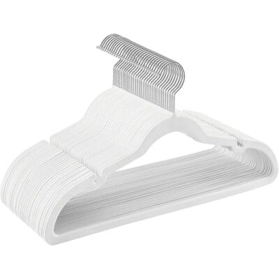 SONGMICS Perchas de Terciopelo, Juego de 30 Piezas, Antideslizantes, Ranuras para Hombros, Barra para Pantalones, Gancho Giratorio 360°, 0,6 cm de Grosor, 43 cm Largo, Blanco/Gris/Negro SONGMICS Perchas de Terciopelo, Juego de 30 Piezas, Antideslizantes, Ranuras para Hombros, Barra para Pantalones, Gancho Giratorio 360°, 0,6 cm de Grosor, 43 cm Largo, Blanco/Gris/Negro