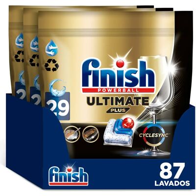 Finish Powerball Ultimate Plus 87 Pastillas para Lavavajillas, Formato 3x29, Limpieza y Brillo Intensivos, Brillo de Diamante, Cuida y Protege Finish Powerball Ultimate Plus 87 Pastillas para Lavavajillas, Formato 3x29, Limpieza y Brillo Intensivos, Brillo de Diamante, Cuida y Protege
