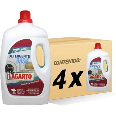 Lagarto Detergente Liquido Basic. CAJA 4 Botellas. 55 Lavados cada botella. Eficiente y económico . Lagarto Detergente Liquido Basic. CAJA 4 Botellas. 55 Lavados cada botella. Eficiente y económico .