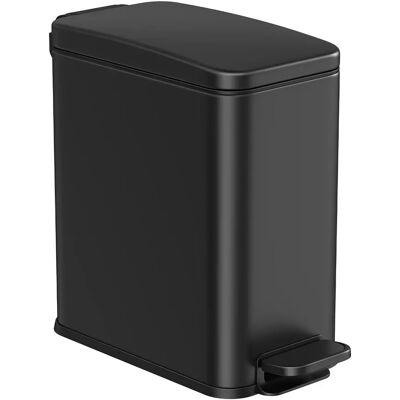 SONGMICS Cubo de Baño, Cubo Basura Pequeño de 5 L con Tapa, Cubo de Inodoro con Pedal, Delgada para Espacios Pequeños, Acero, Cierre Suave, Negro/Blanco/Plata SONGMICS Cubo de Baño, Cubo Basura Pequeño de 5 L con Tapa, Cubo de Inodoro con Pedal, Delgada para Espacios Pequeños, Acero, Cierre Suave, Negro/Blanco/Plata